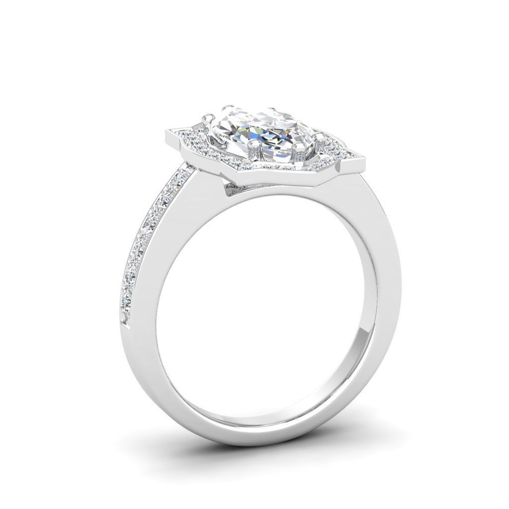 Engagement Diamond Halo ring marquise 3D print model_12