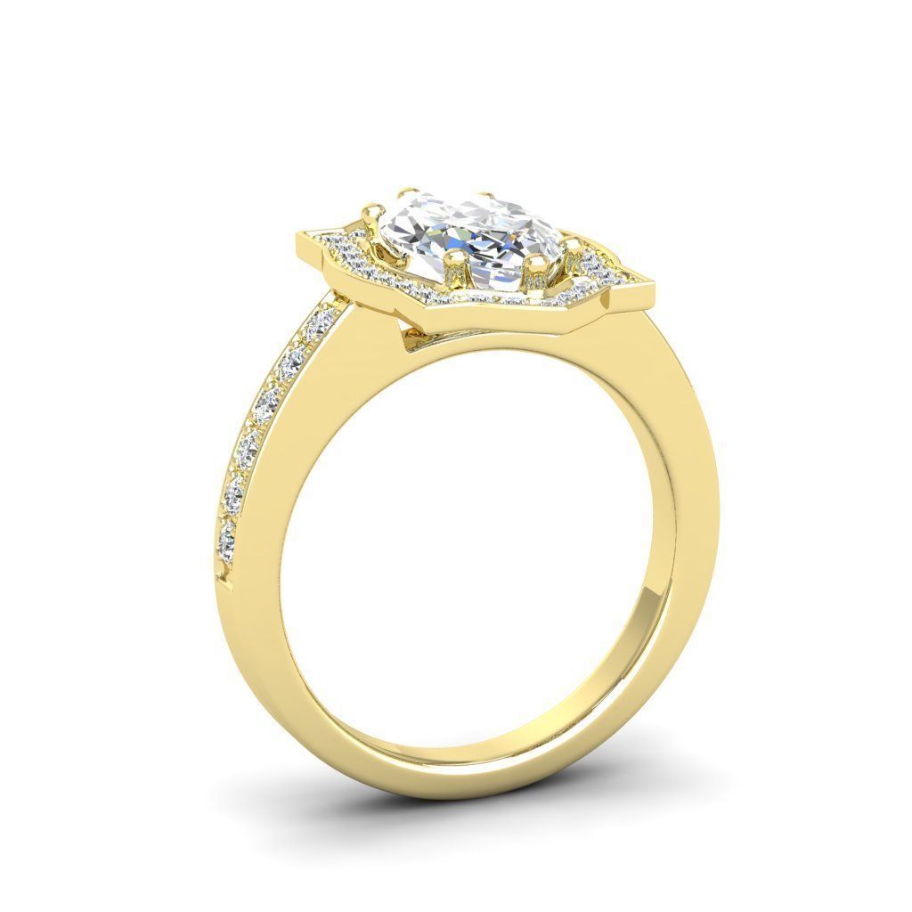 Engagement Diamond Halo ring marquise 3D print model_8