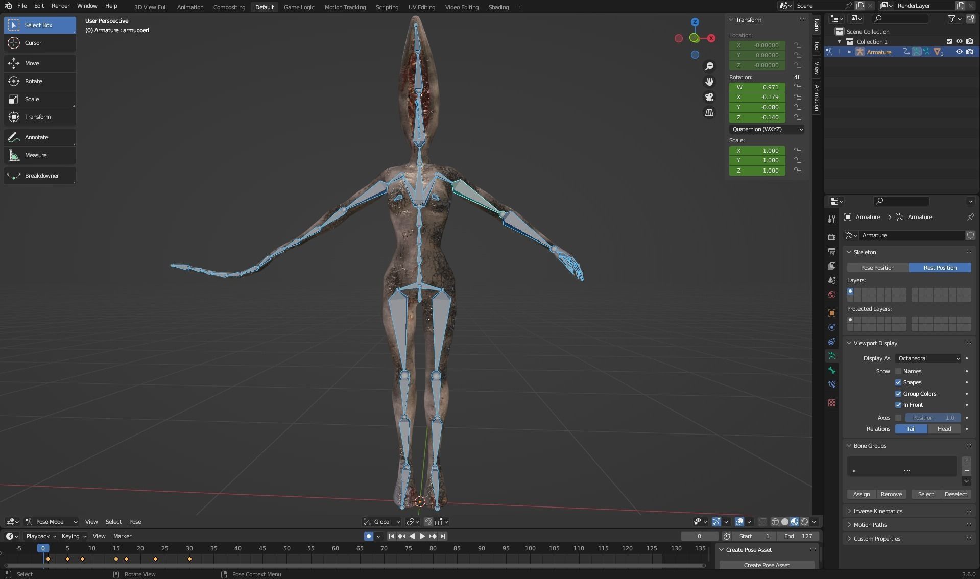 Mutant Thing Creature Low-poly 3D model_8