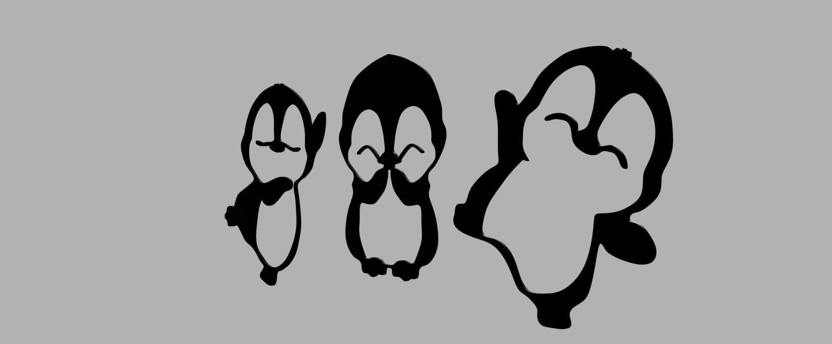penguin wall decor for 3D print cnc 3D scene 3D model 3D printable