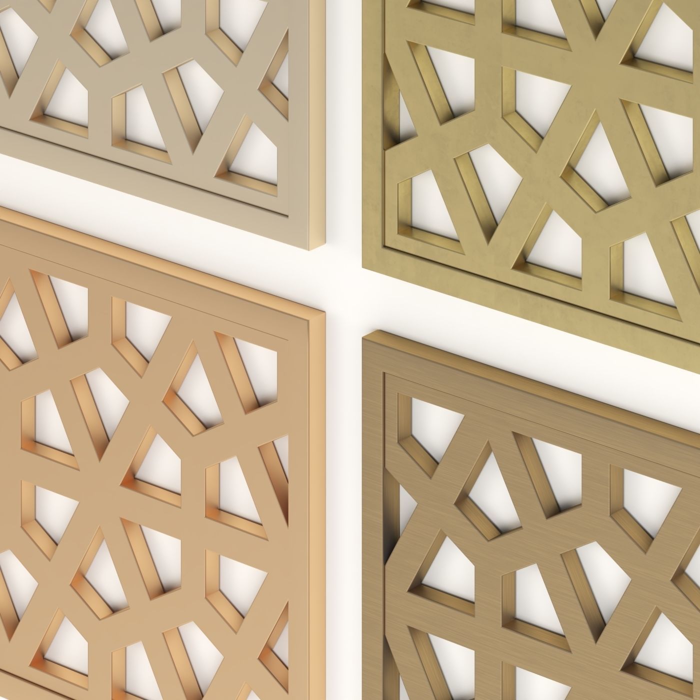 Arabic Islamic pattern decorative gold plaster 3D model_1