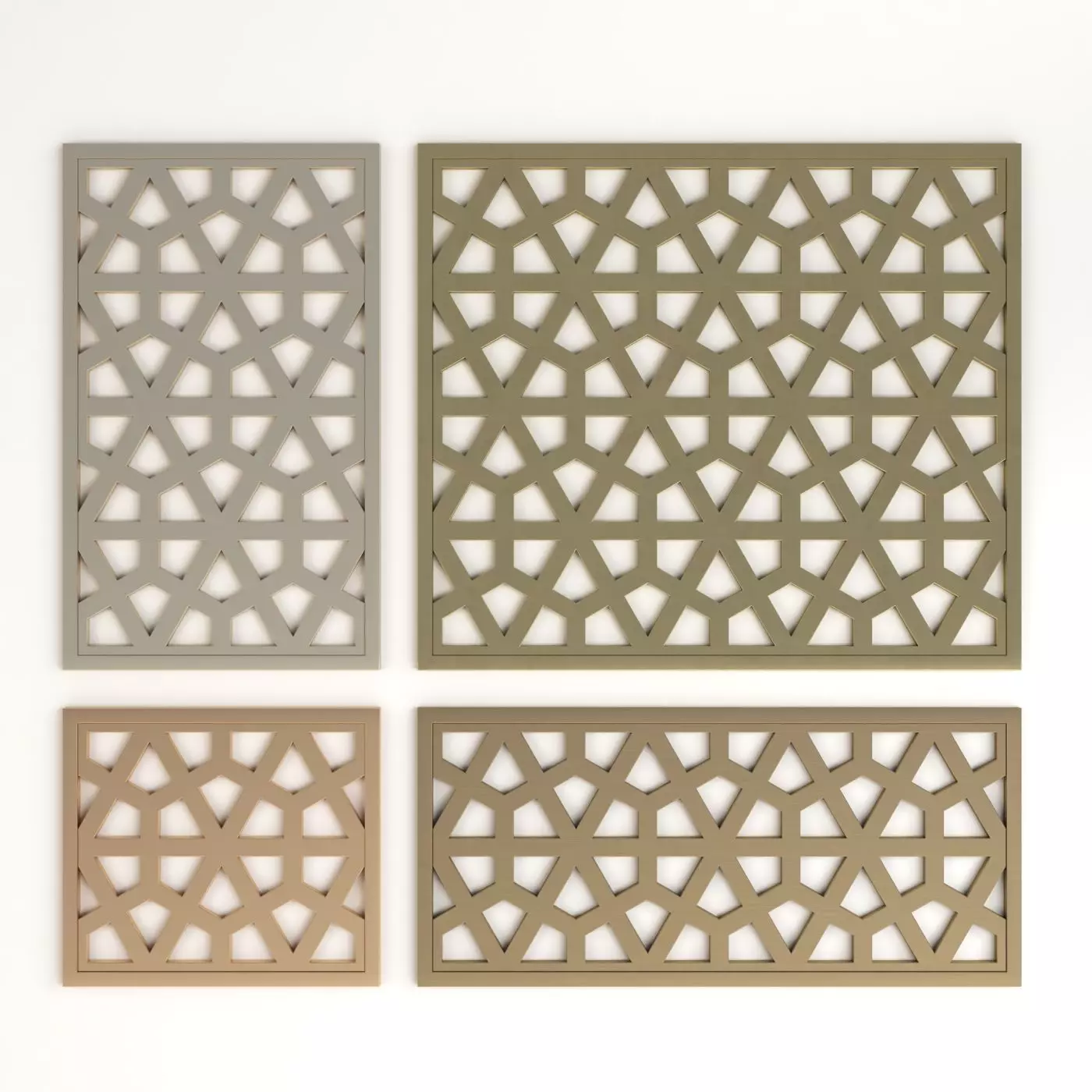Arabic Islamic pattern decorative gold plaster 3D model_0