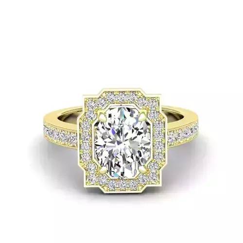Engagement Diamond Halo ring oval 3D print model