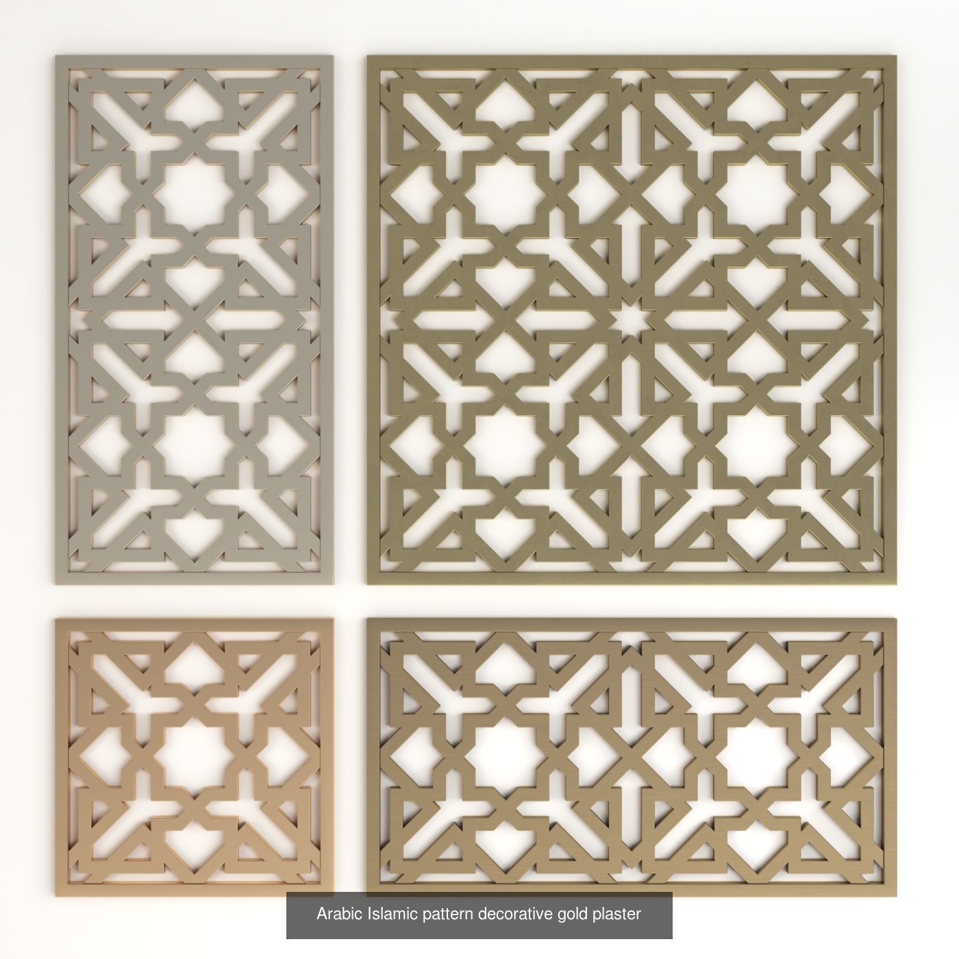 Arabic Islamic pattern decorative gold plaster 2 3D Model Collection_5