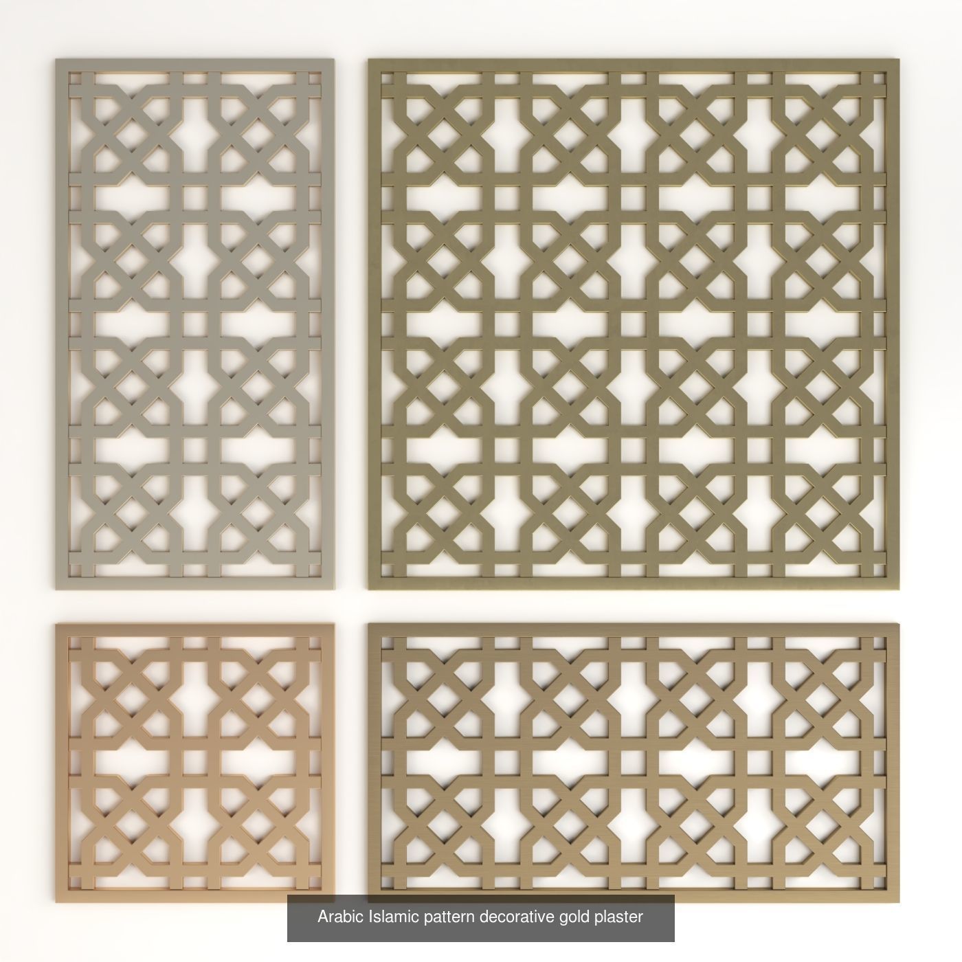 Arabic Islamic pattern decorative gold plaster 2 3D Model Collection_8