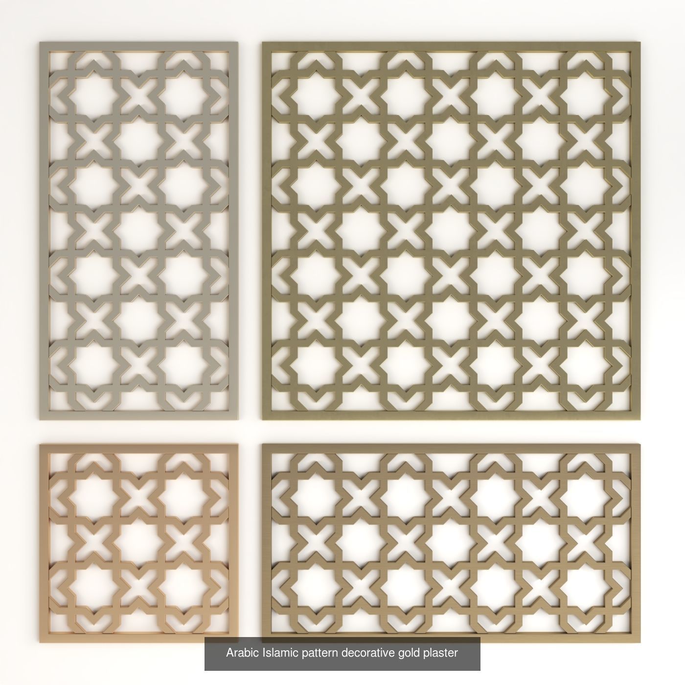 Arabic Islamic pattern decorative gold plaster 2 3D Model Collection_9