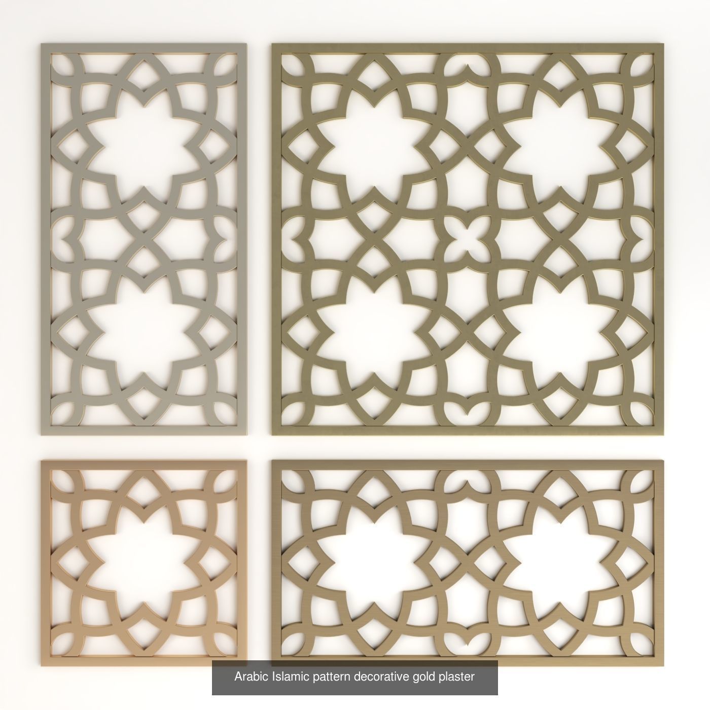 Arabic Islamic pattern decorative gold plaster 2 3D Model Collection_7