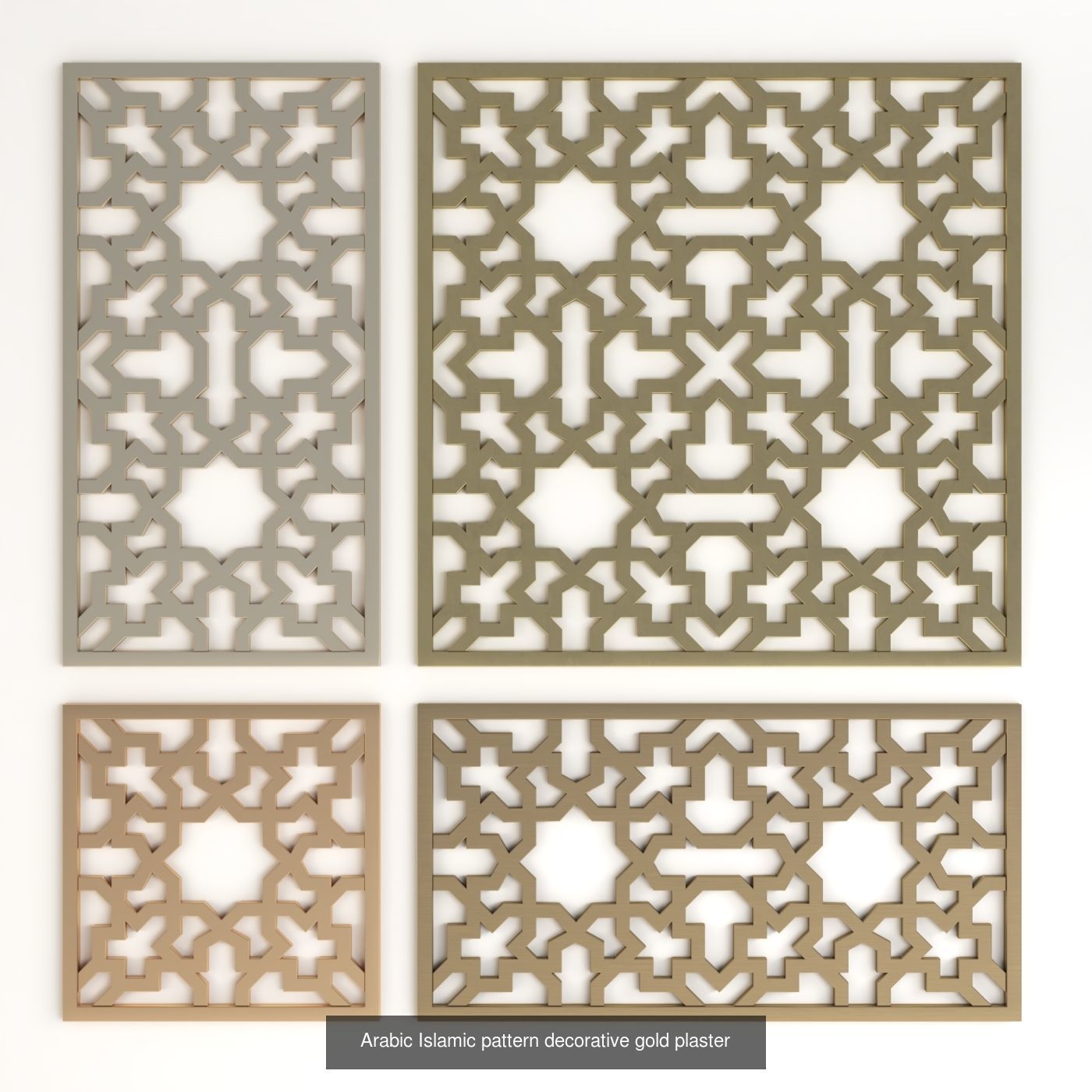 Arabic Islamic pattern decorative gold plaster 2 3D Model Collection_1