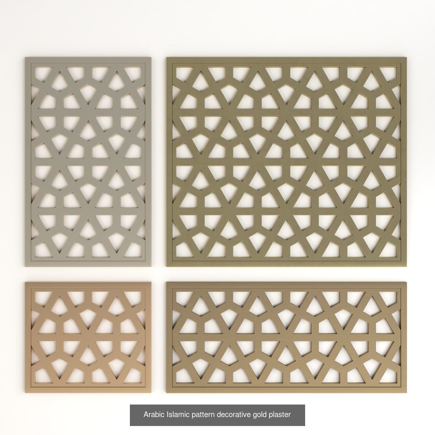 Arabic Islamic pattern decorative gold plaster 2 3D Model Collection_10