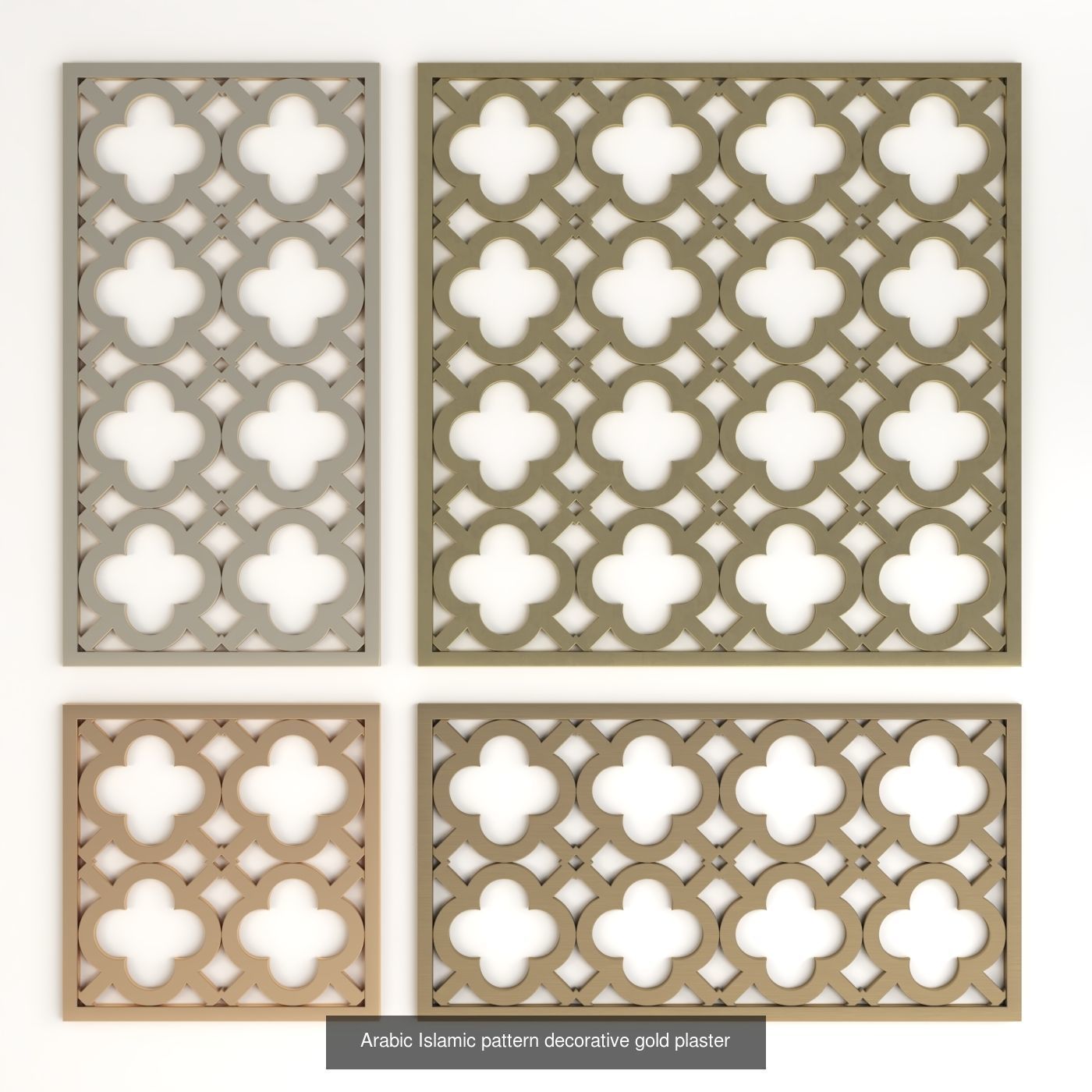 Arabic Islamic pattern decorative gold plaster 2 3D Model Collection_3