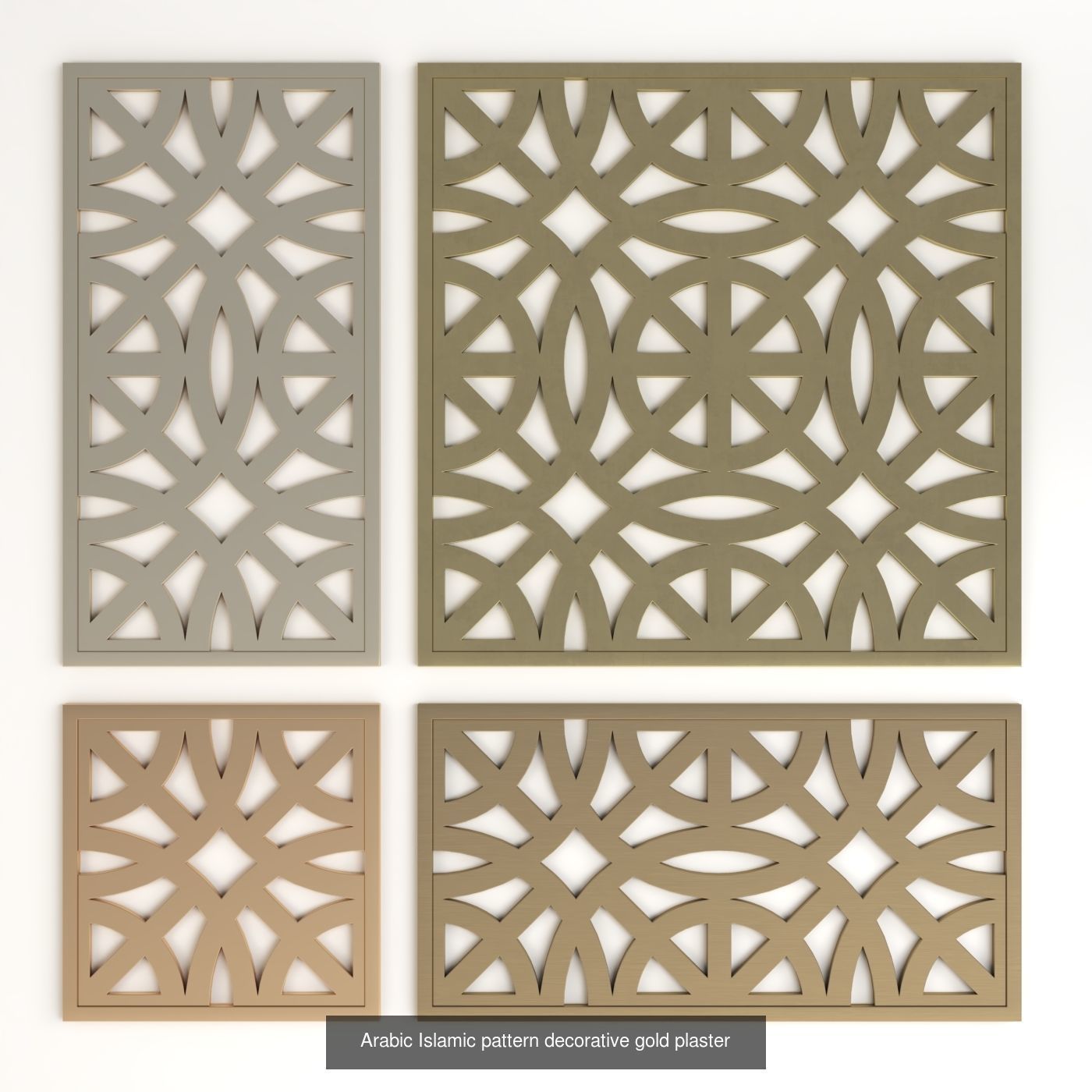 Arabic Islamic pattern decorative gold plaster 2 3D Model Collection_2