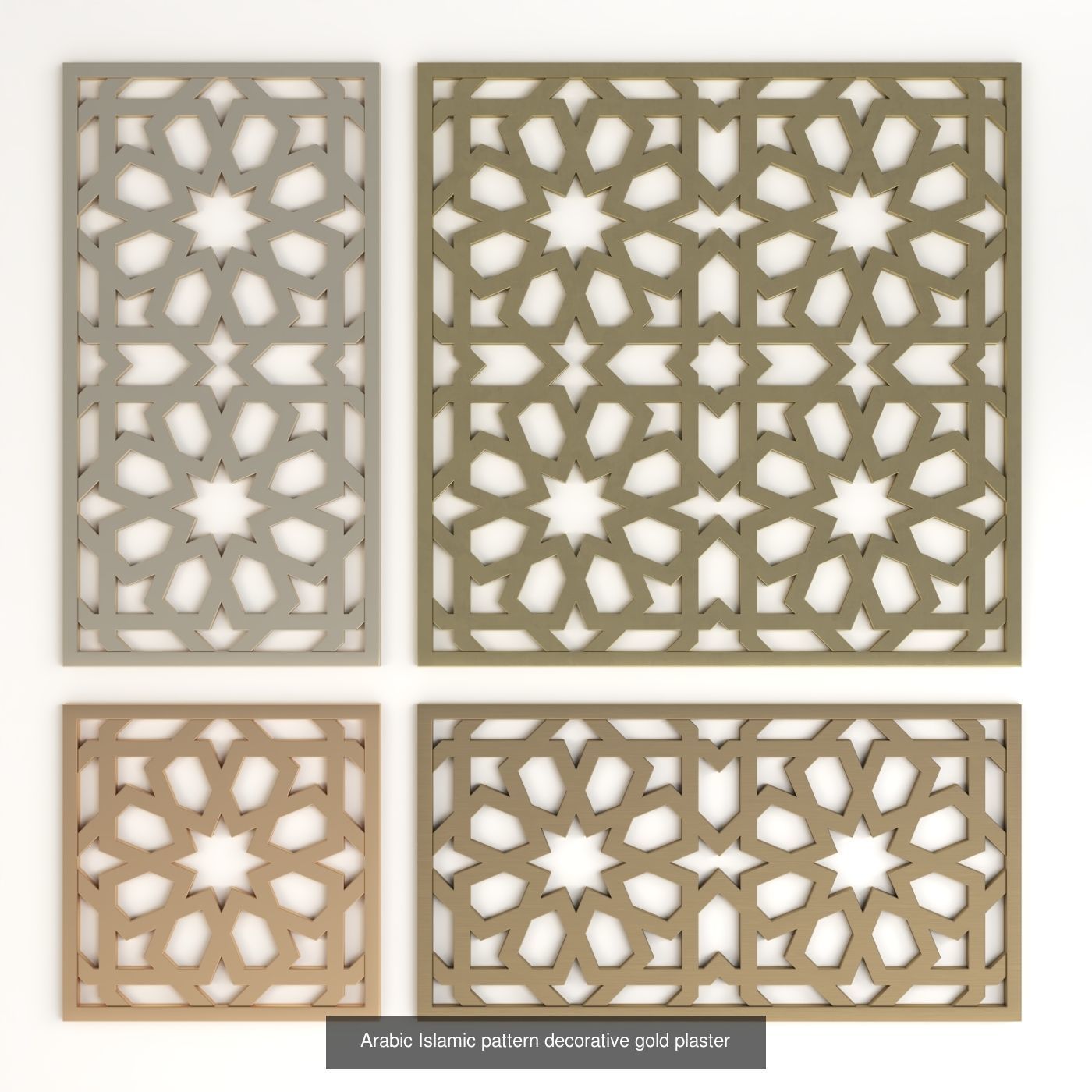Arabic Islamic pattern decorative gold plaster 2 3D Model Collection_4