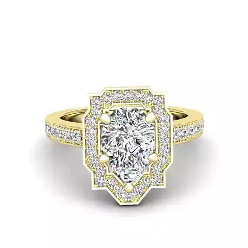 Engagement Diamond Halo ring pear 3D print model
