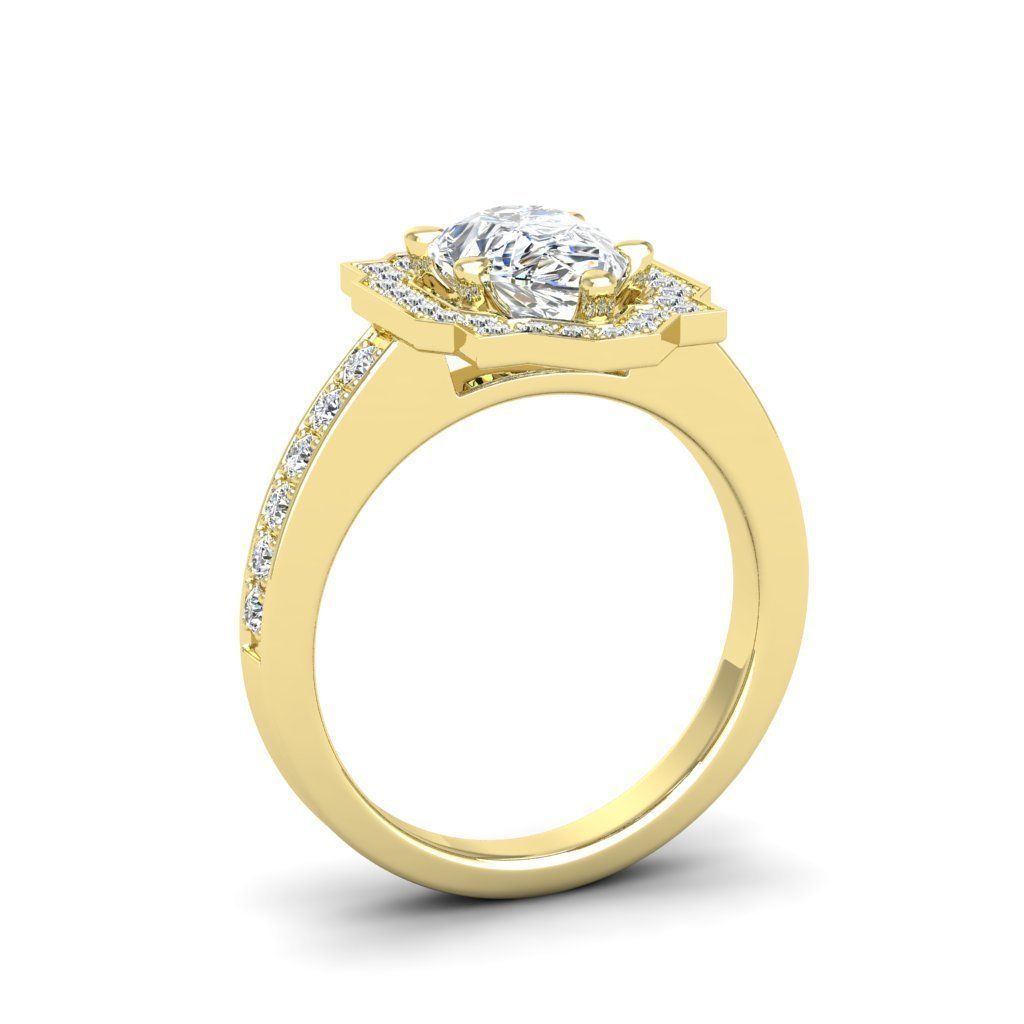 Engagement Diamond Halo ring pear 3D print model_18
