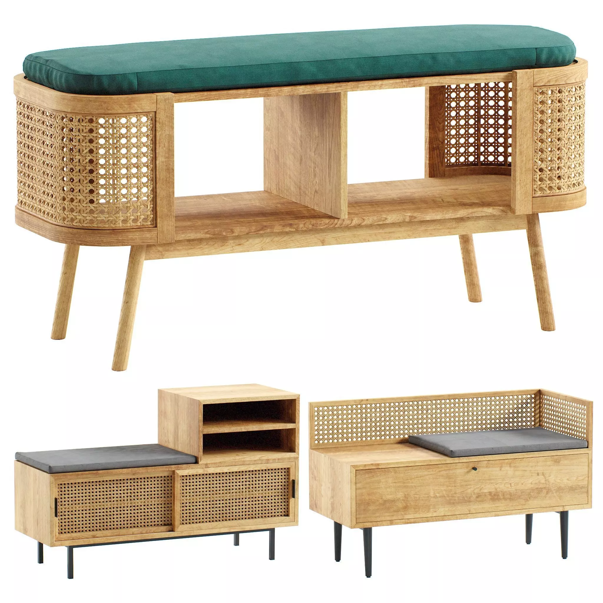 Interieurs hallway benches 3D model_0