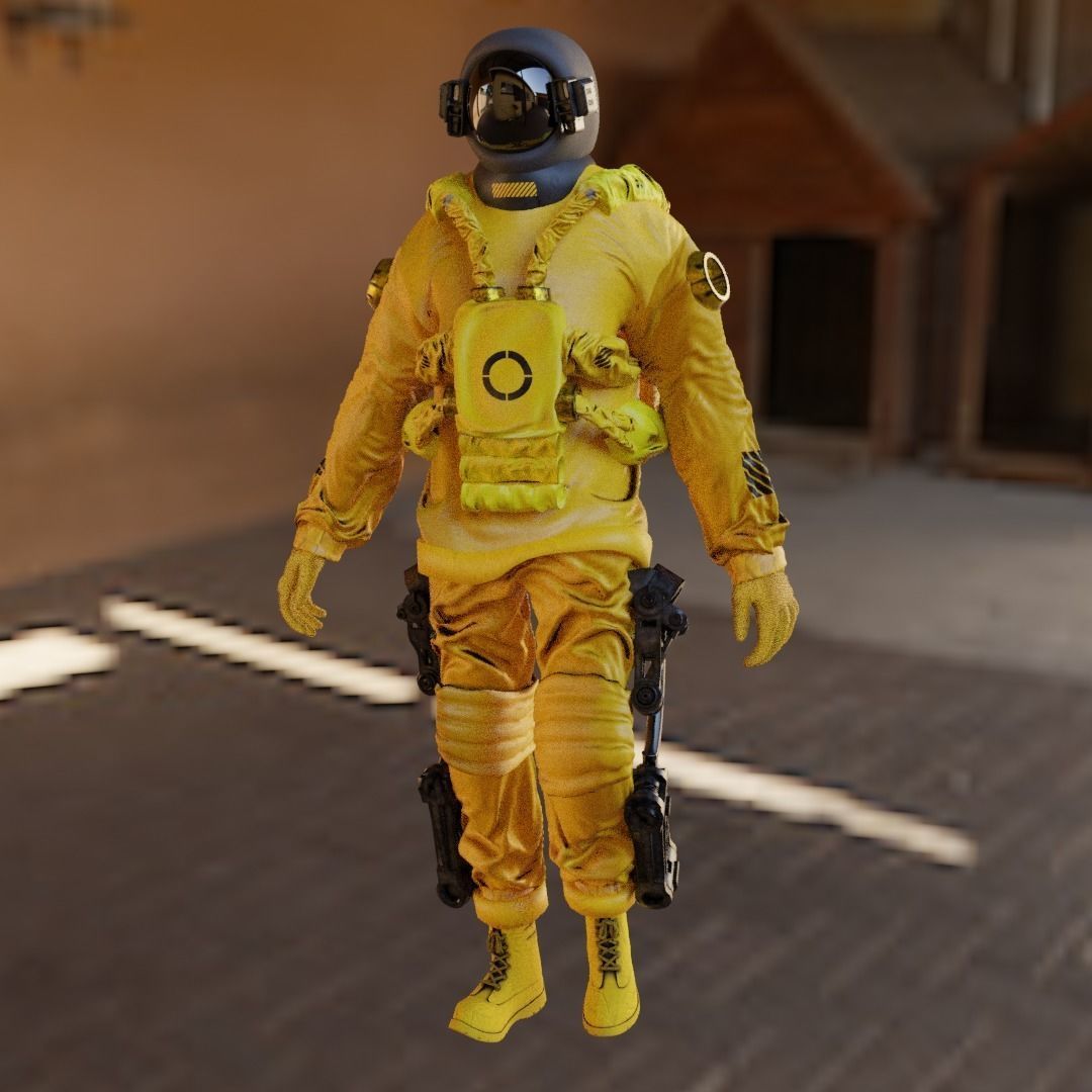 Space suit - Astro Biohazard unit 1 Low-poly 3D model_12