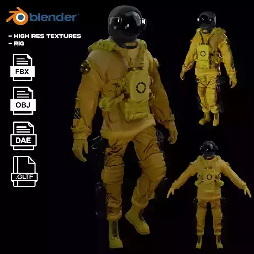Space suit - Astro Biohazard unit 1 Low-poly 3D model