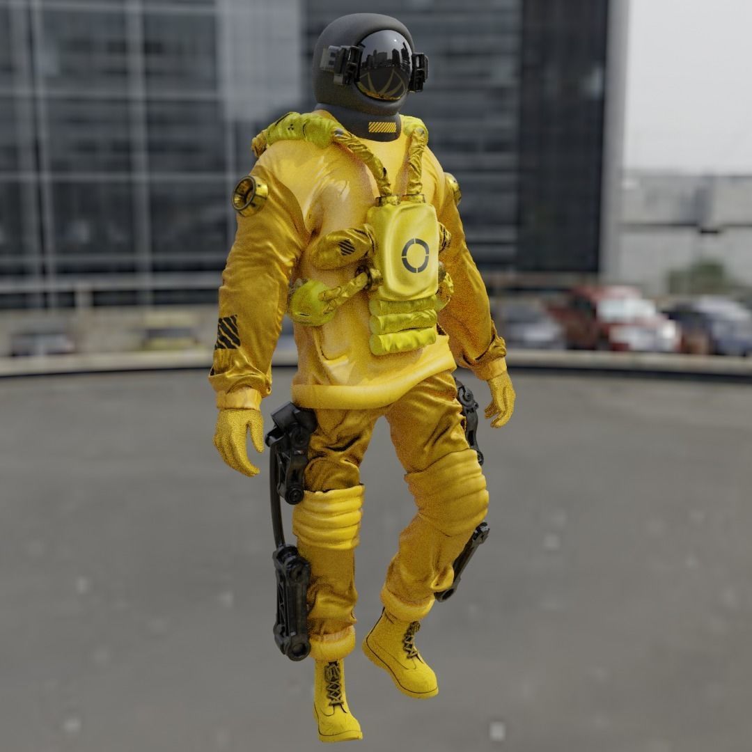 Space suit - Astro Biohazard unit 1 Low-poly 3D model_1