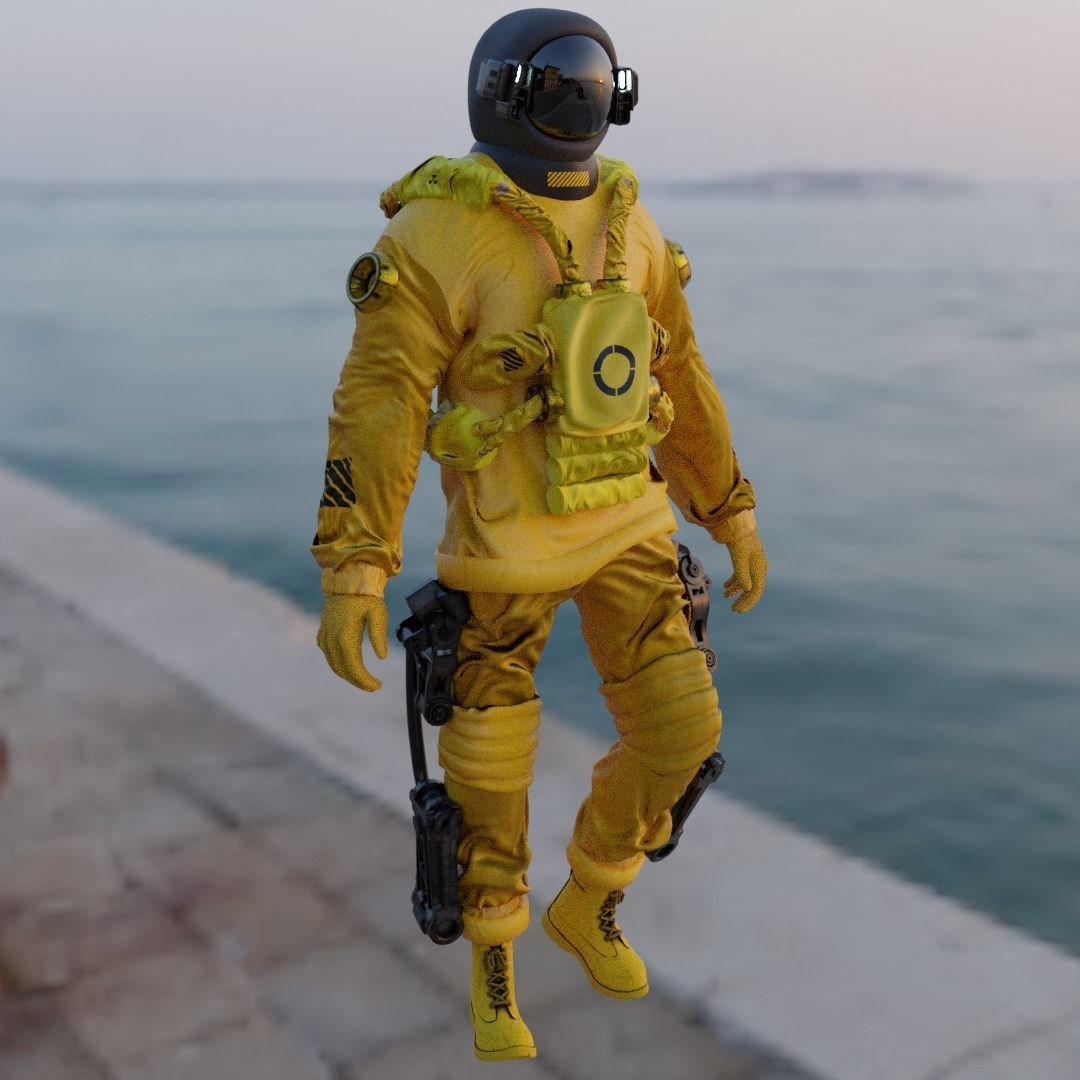 Space suit - Astro Biohazard unit 1 Low-poly 3D model_8