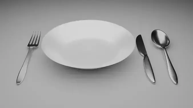 Low poly cutlery