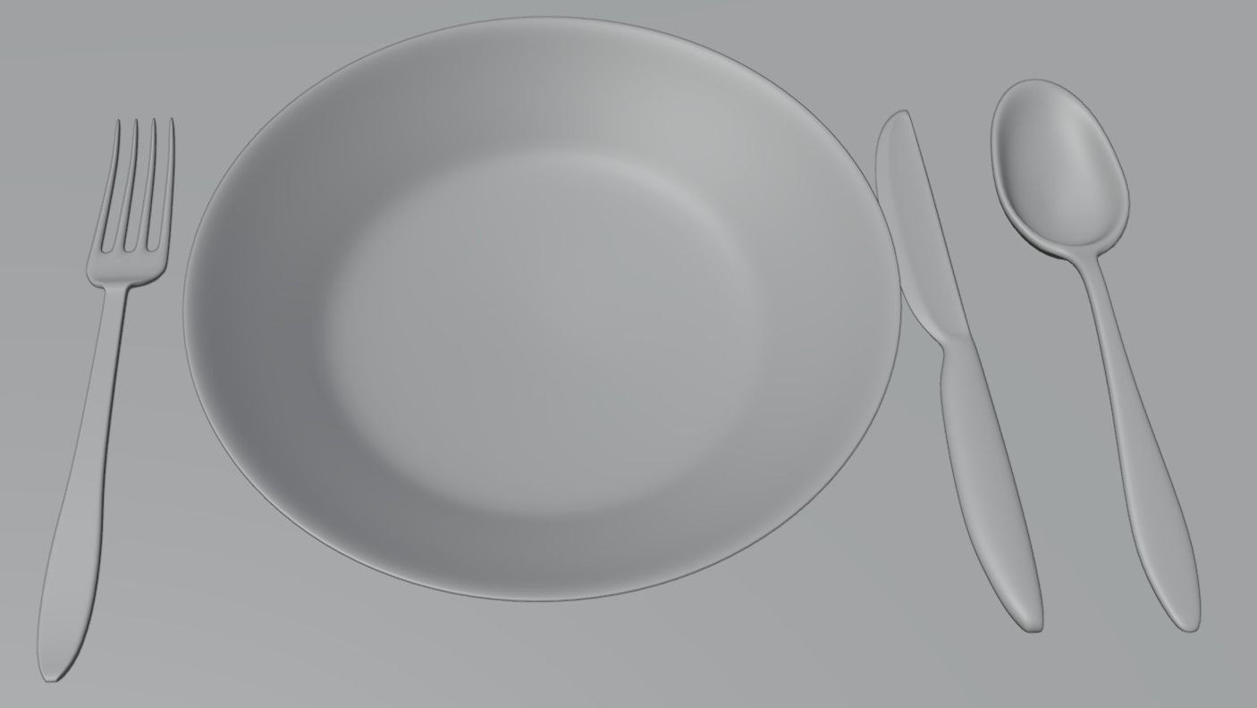 Low poly cutlery Free low-poly 3D model_1