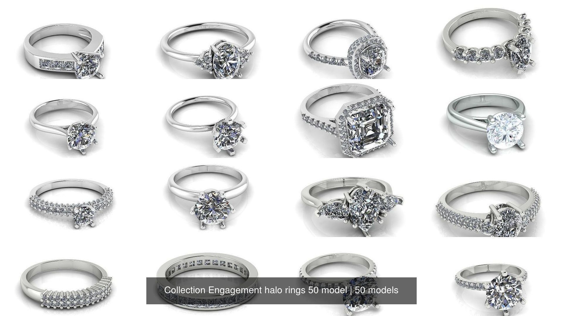 Collection Engagement halo rings 50 model _3