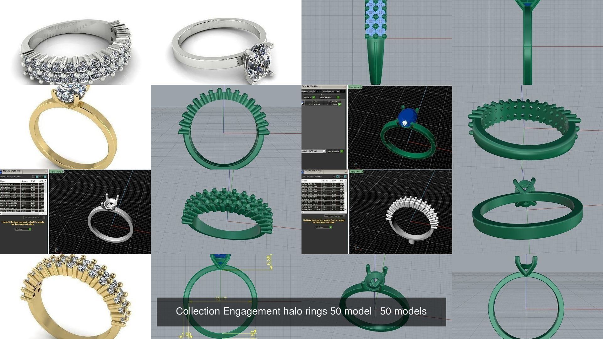 Collection Engagement halo rings 50 model _6