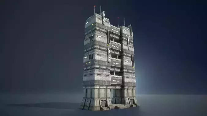 Sci-Fi Towers Modular Set Low-poly 3D model