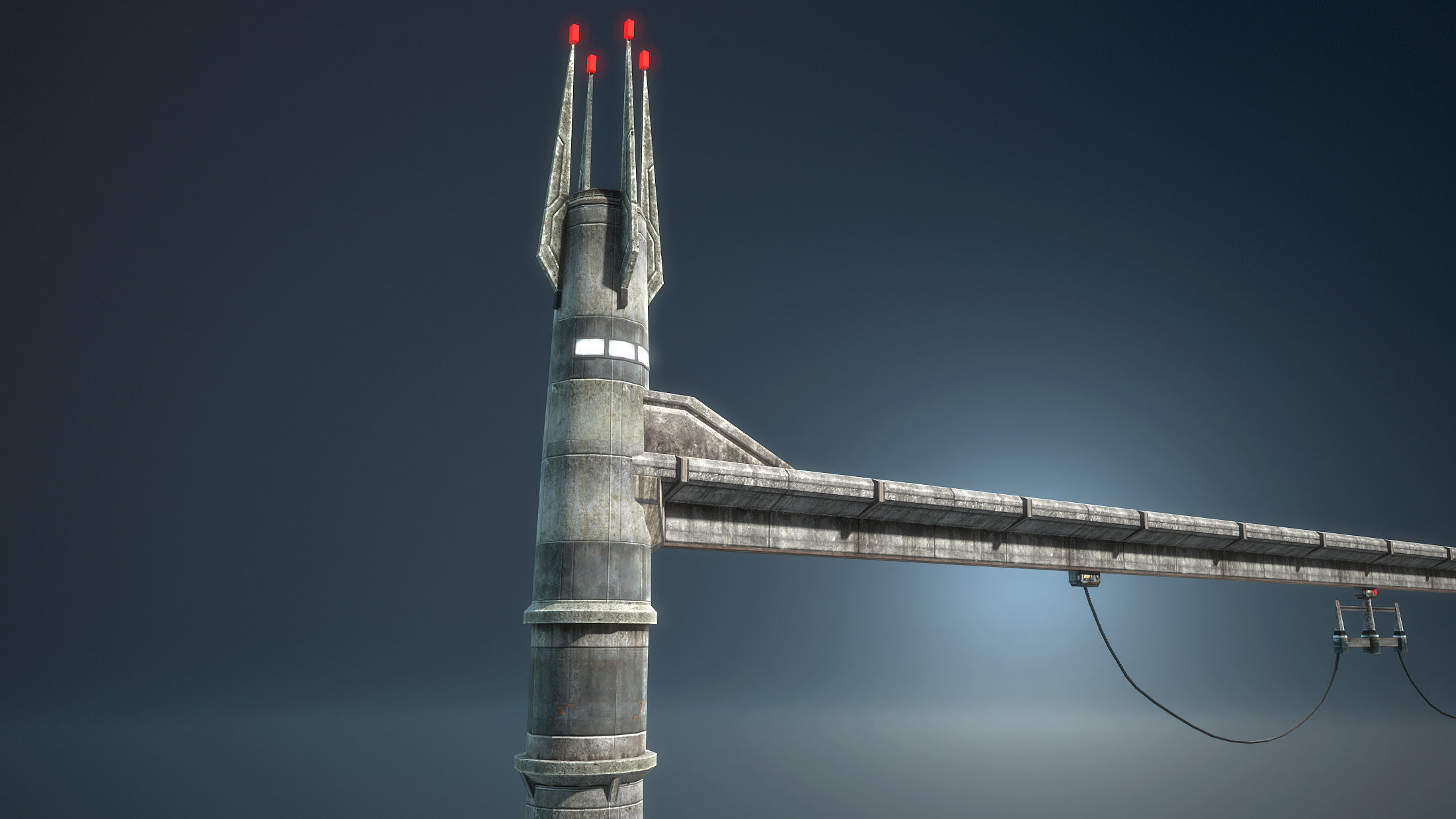 Sci-Fi Towers Modular Set Low-poly 3D model_9