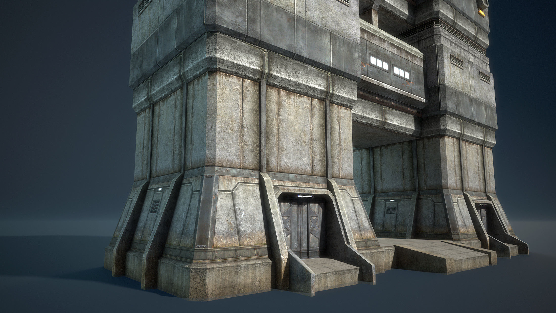 Sci-Fi Towers Modular Set Low-poly 3D model_2