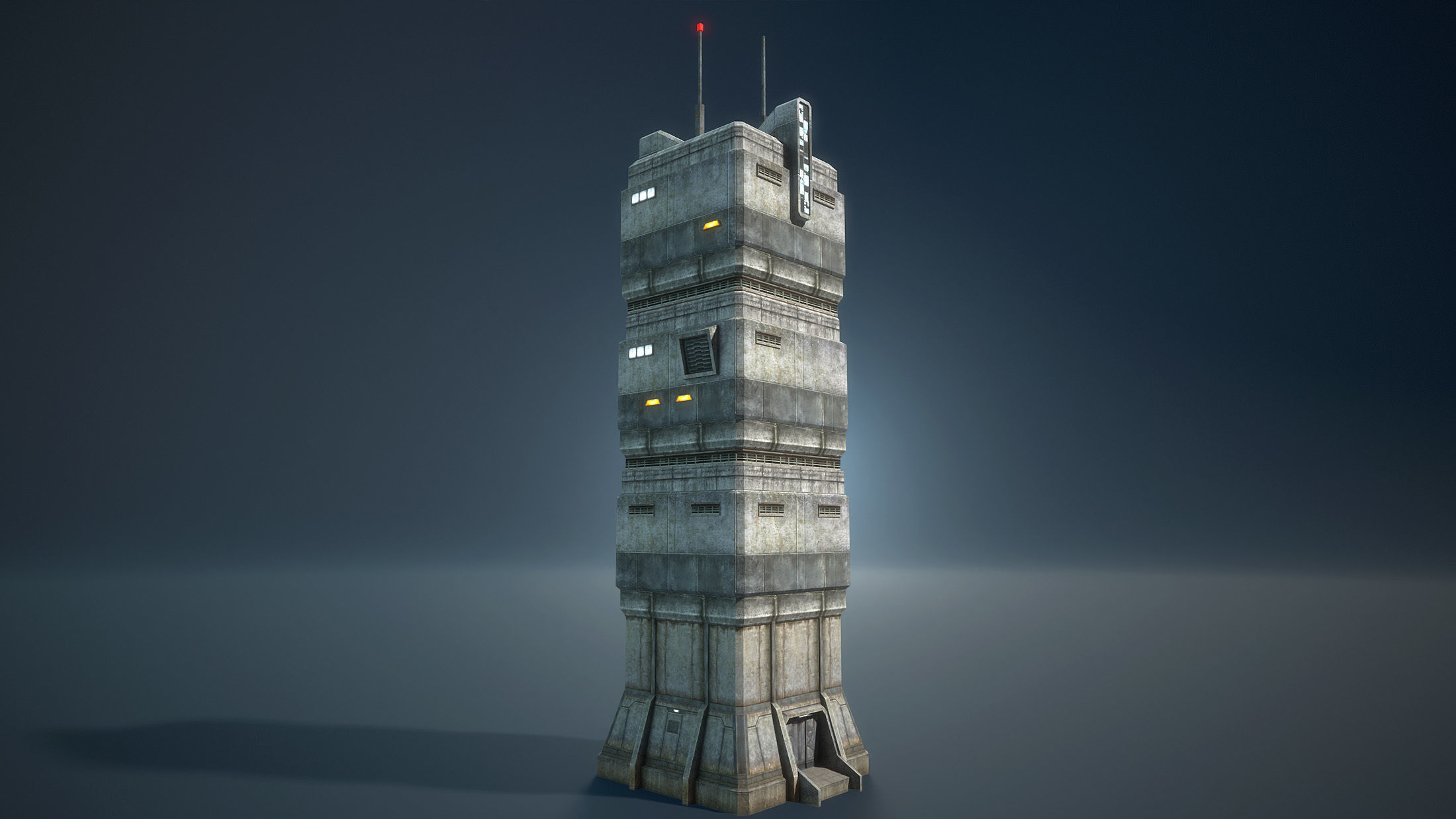 Sci-Fi Towers Modular Set Low-poly 3D model_4