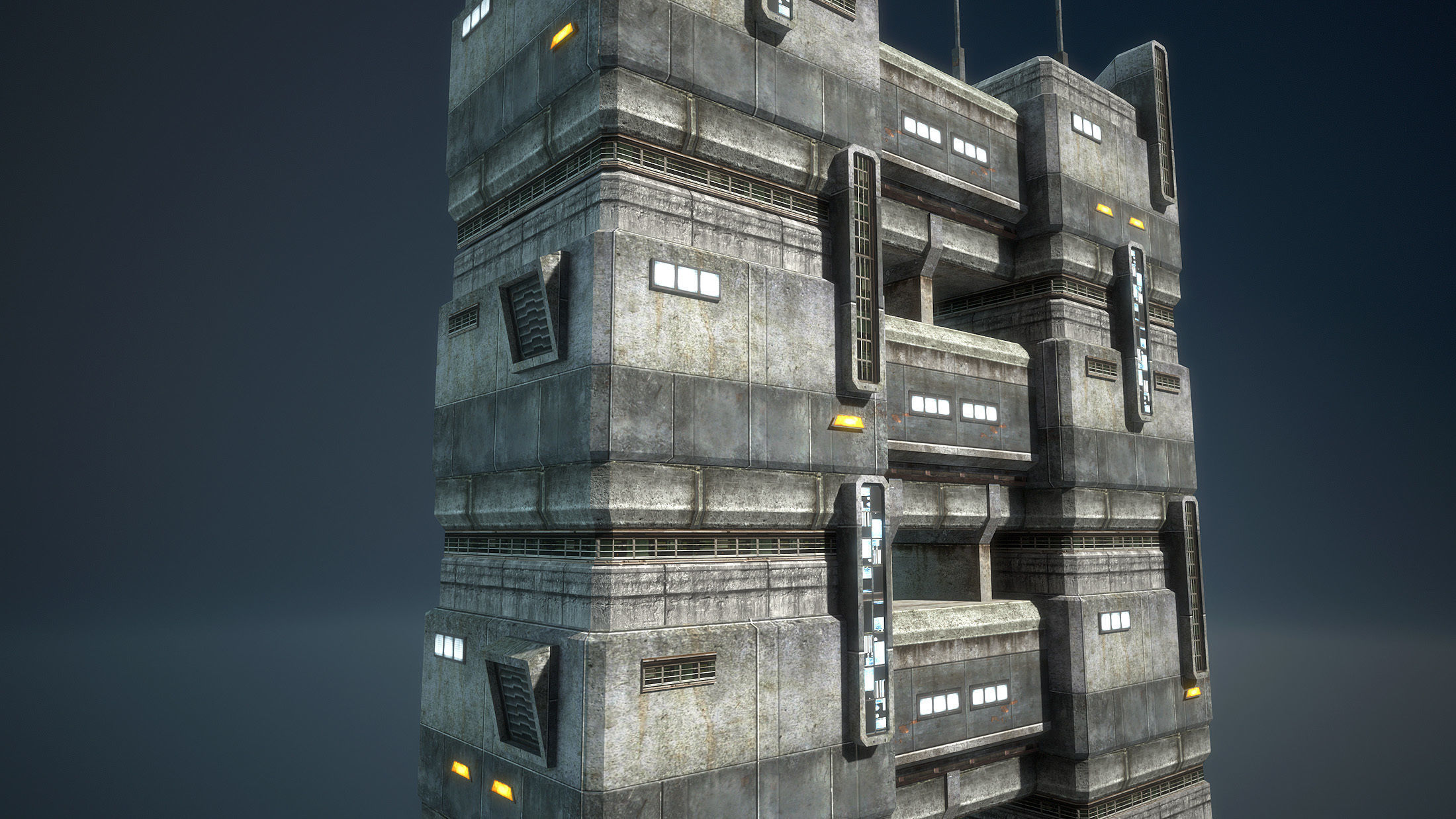 Sci-Fi Towers Modular Set Low-poly 3D model_3