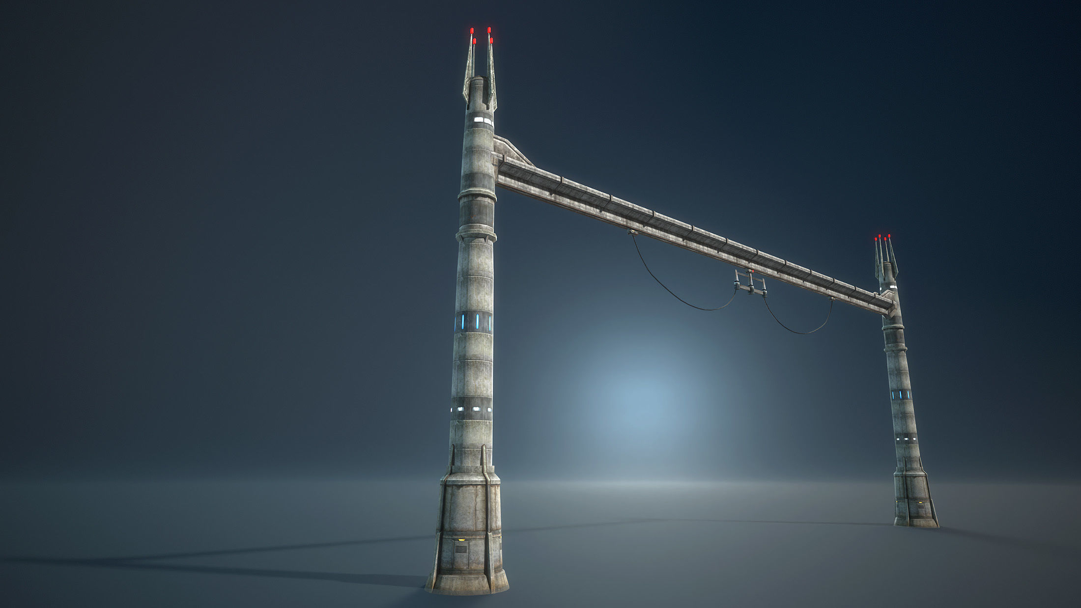 Sci-Fi Towers Modular Set Low-poly 3D model_5