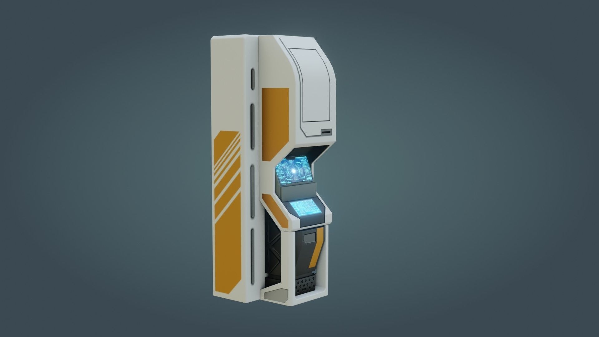 Sci-Fi Computer - Game Ready - PBR Low-poly 3D model_7