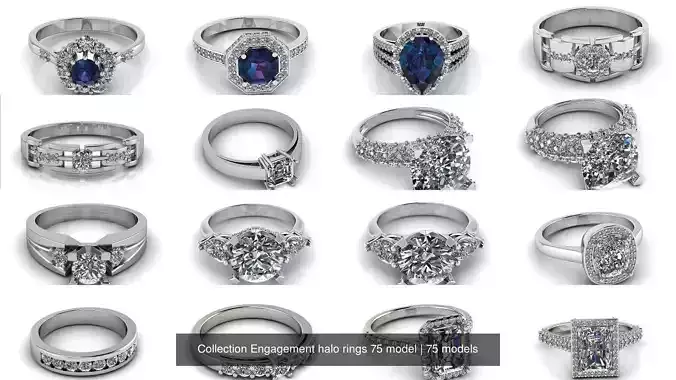 Collection Engagement halo rings 75 model 