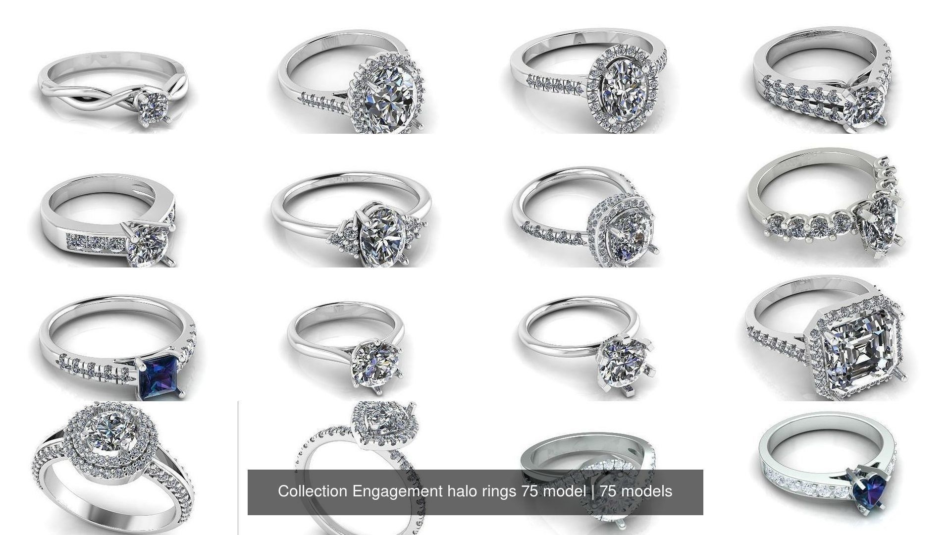 Collection Engagement halo rings 75 model _4