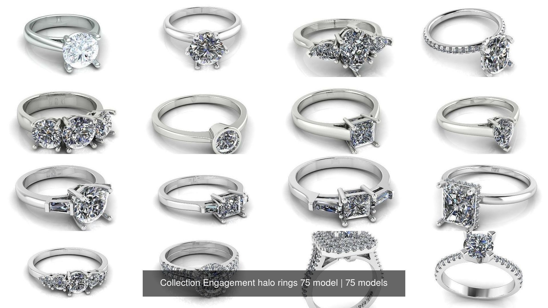 Collection Engagement halo rings 75 model _6