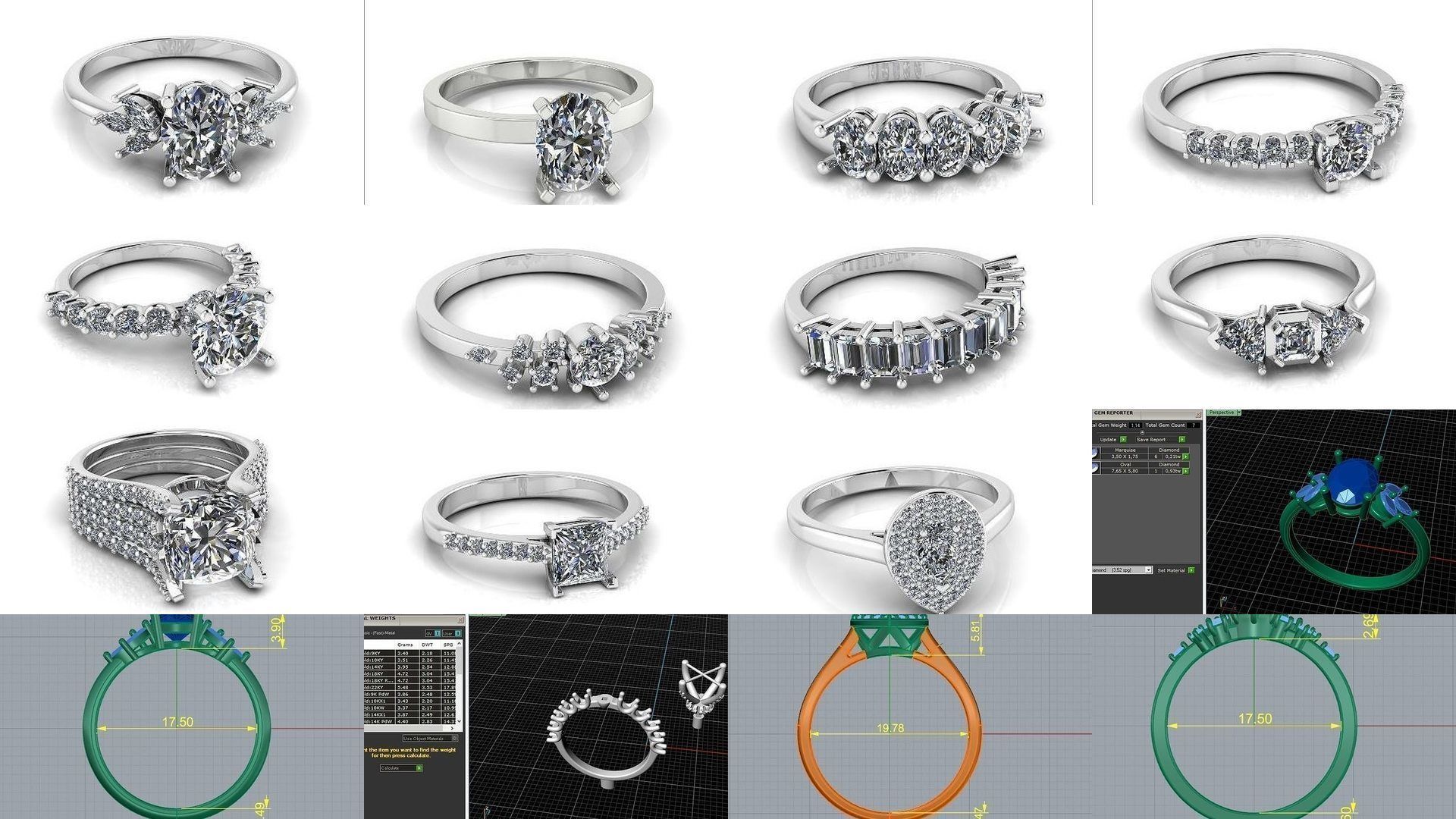 Collection Engagement halo rings 75 model _7