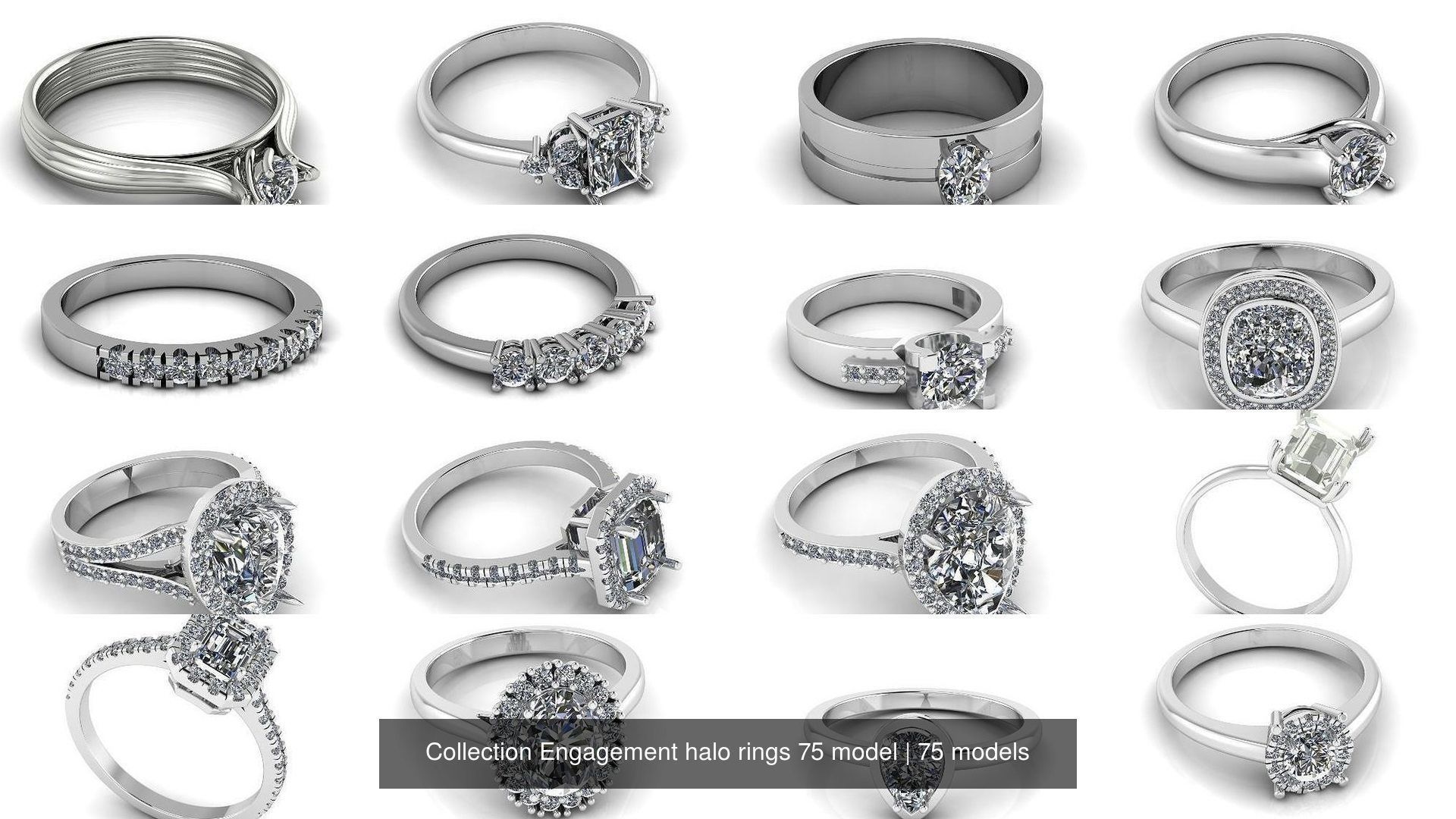 Collection Engagement halo rings 75 model _2