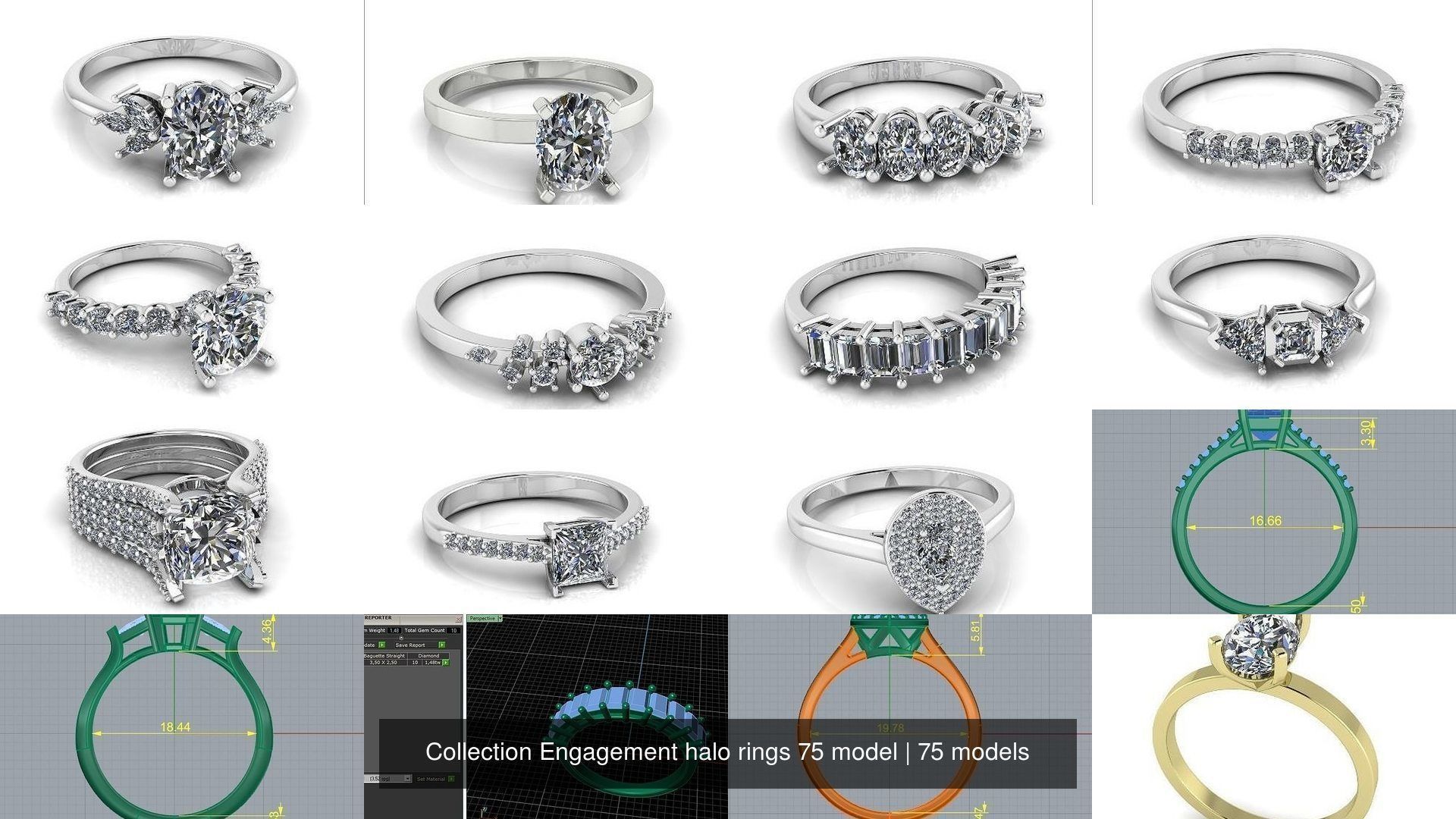 Collection Engagement halo rings 75 model _8