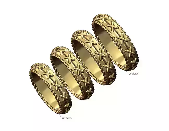 Braided rope sides cross stitch band US sizes 6to9 3D print model