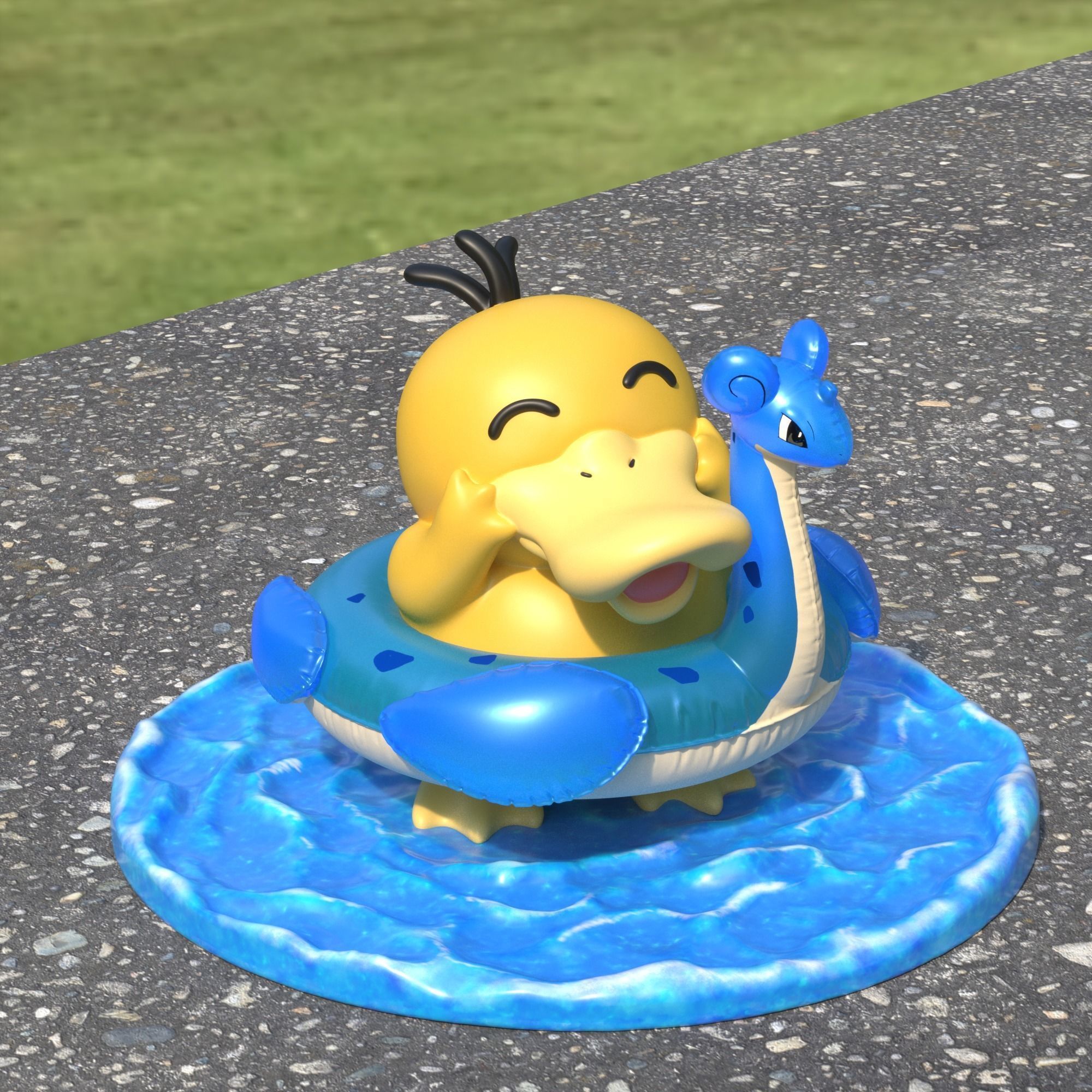 psyduck beach inflatable lapras 3D print model_2