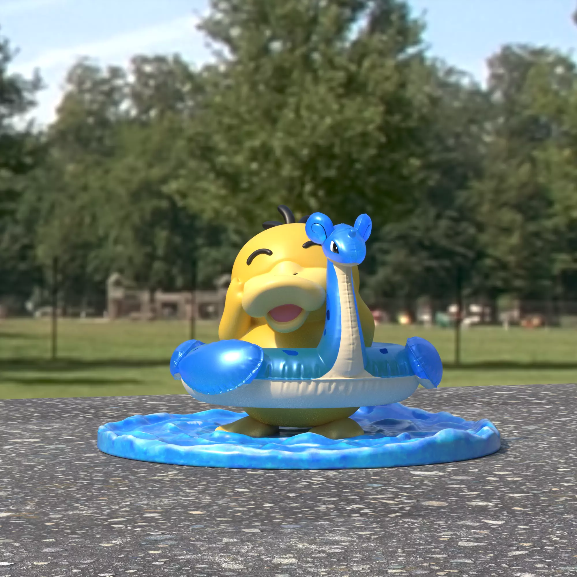 psyduck beach inflatable lapras 3D print model_0