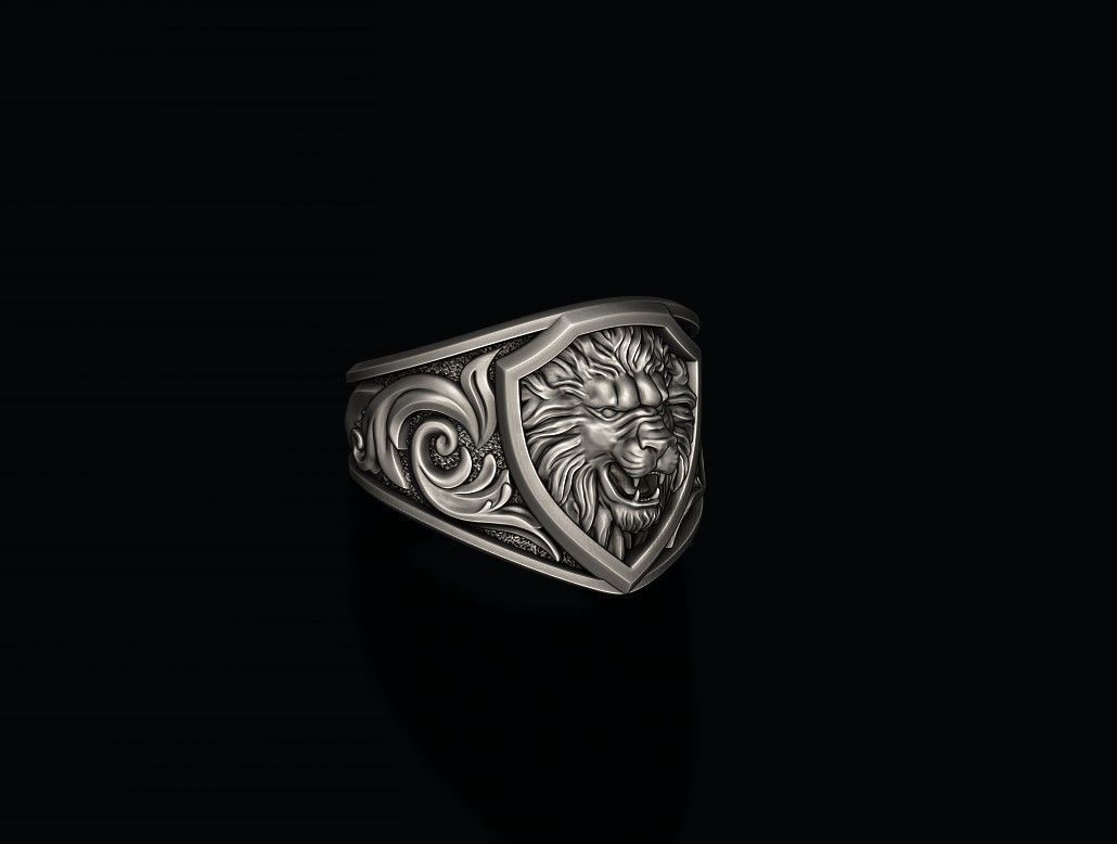 Signet Lion ring 3D print model_2