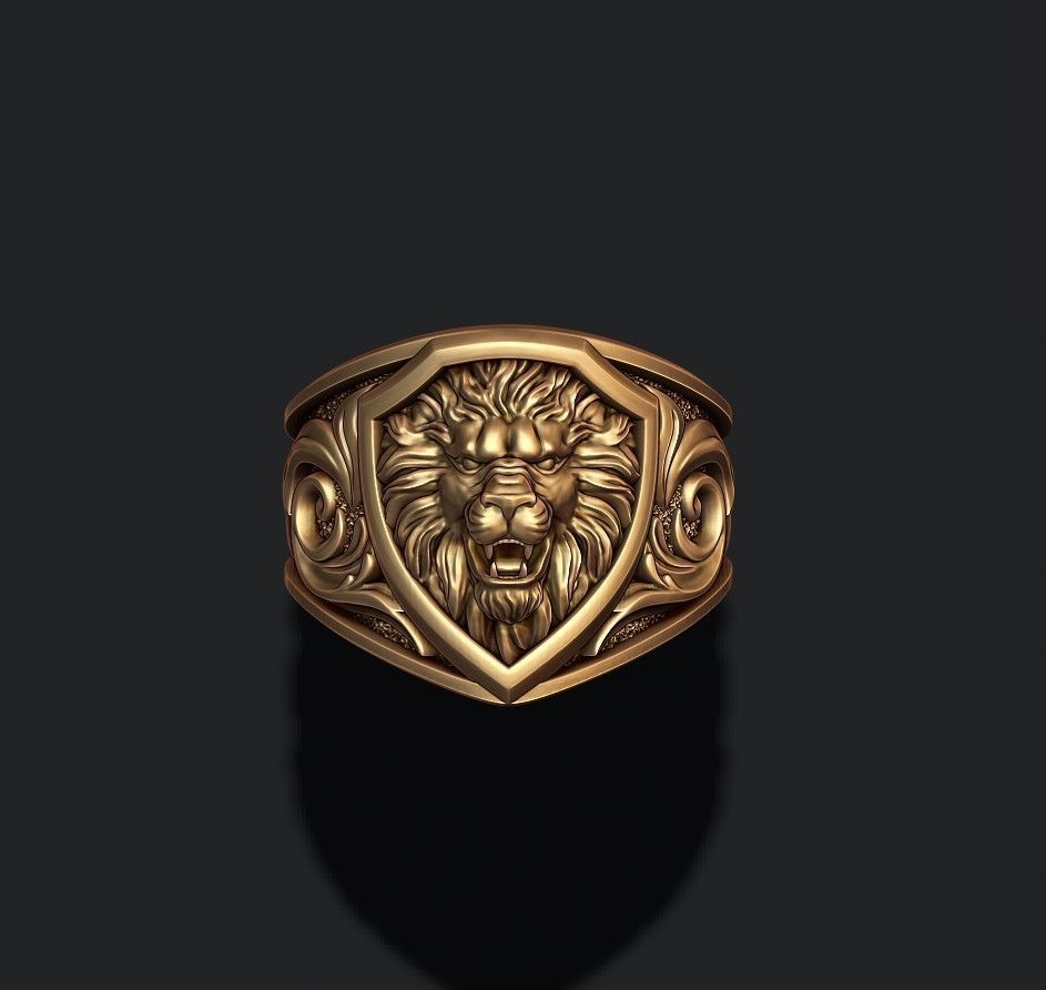 Signet Lion ring 3D print model_8