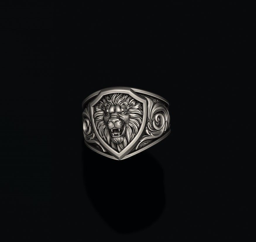 Signet Lion ring 3D print model_5