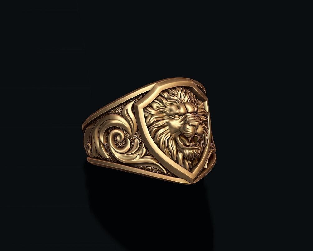 Signet Lion ring 3D print model_11