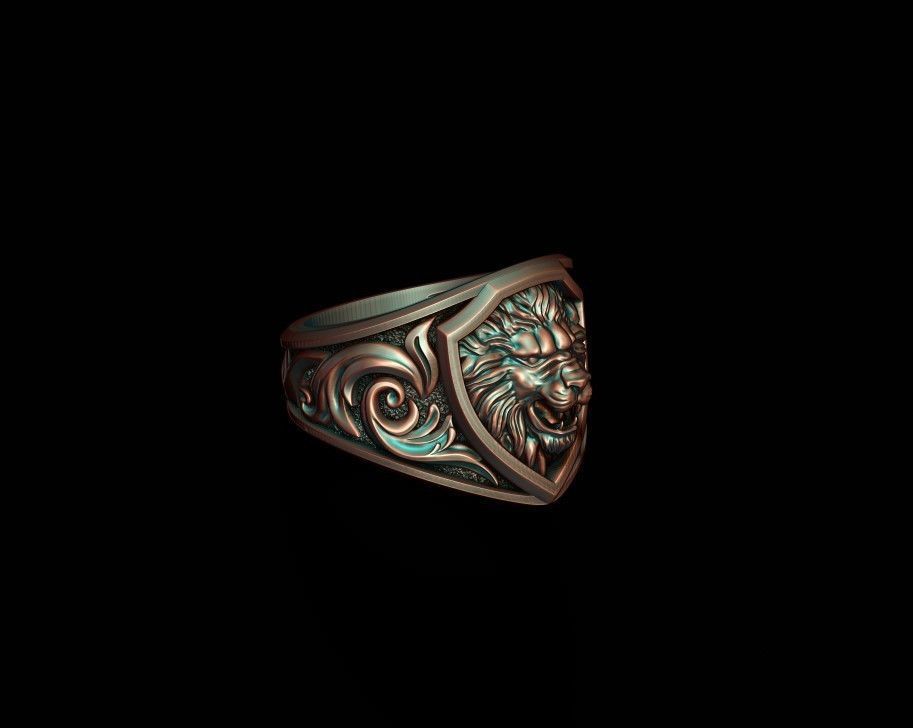 Signet Lion ring 3D print model_1