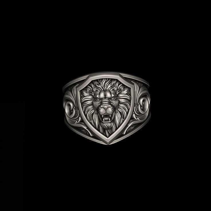 Signet Lion ring 3D print model_7
