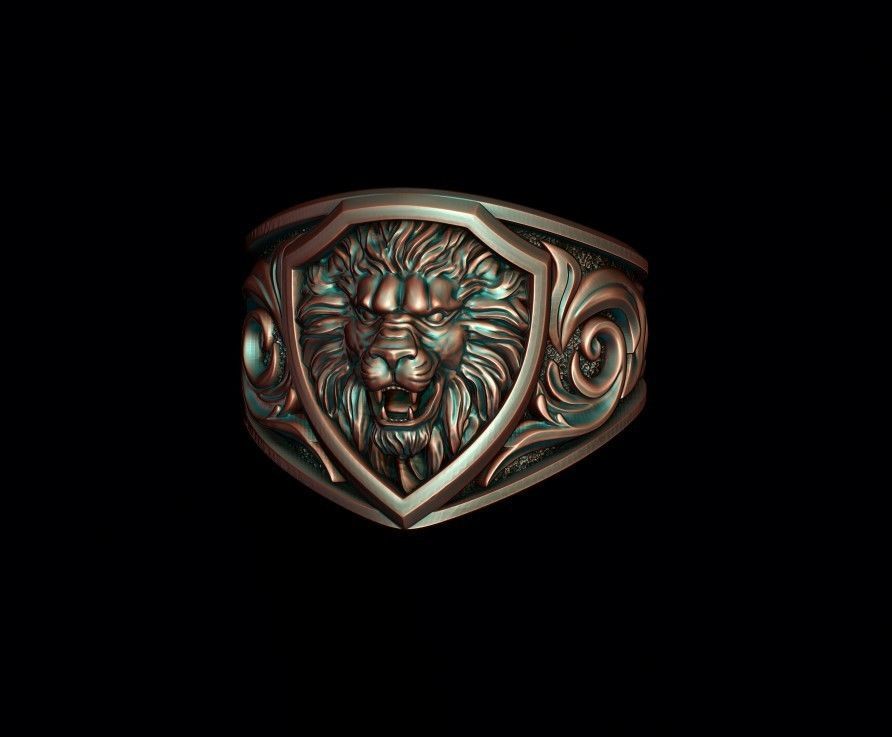 Signet Lion ring 3D print model_10